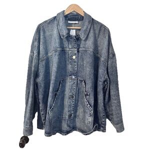 NEW Lane Bryant Denim Utility Jacket Women’s Plus Size 22 Oversized Pockets